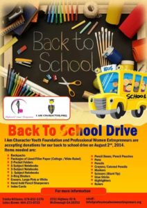 I AM CHARACTER Back-to-School Drive
